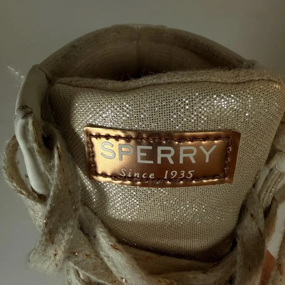 Sperry Port Duck Boots Shimmery Ivory Pearl Toddler Size 8